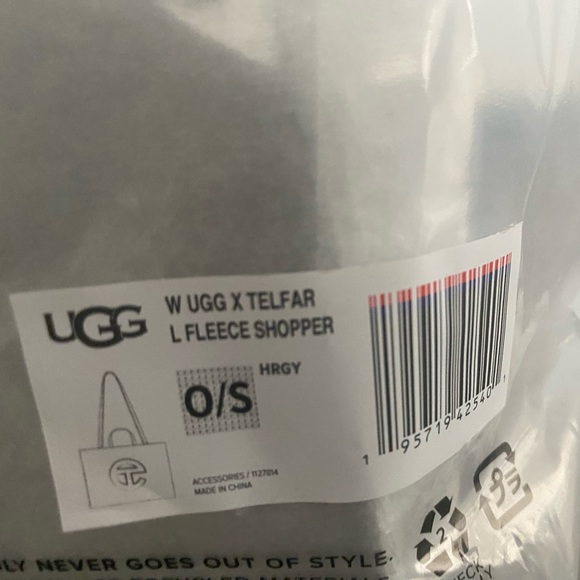 UGG x Telfar Large Fleece Shopper Tote- Grey (Luxury Travel Bag ) - Picture 4 of 8